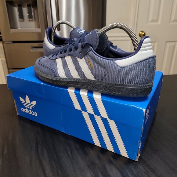 Adidas Samba Originals OG Preloved Ink Halo Blue Night Indigo Gum Sole Sneakers - Picture 4 of 12